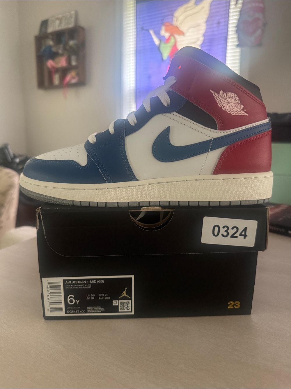 Nike Kids Sneakers Air Jordan 1 Mid White Blue Red